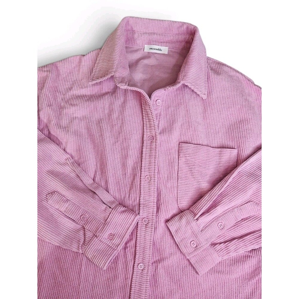 Ensemble Shacket Womens Medium Pink Corduroy Button Up Jacket Oversized